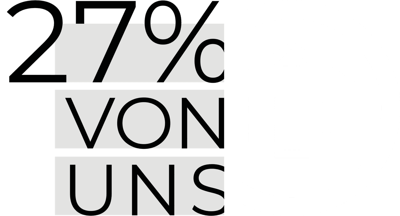 27 % von uns“-Text neben einem Symbol eines Hauses in einer kreisförmigen Form.